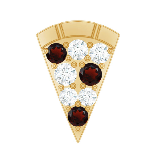 Round Cut Garnet and Diamond Pizza Slice Helix Earring