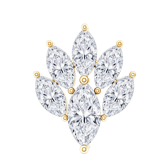 Marquise Moissanite Cluster Leaf Earring for Cartilage Piercing