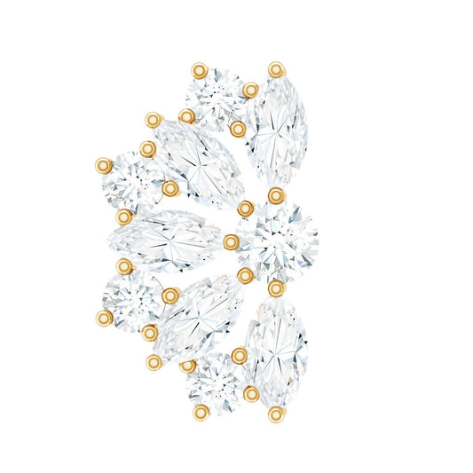 Natural Marquise and Round Diamond Floral Cartilage Earring