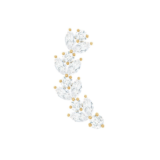 Marquise and Round Moissanite Leaf Helix Earring