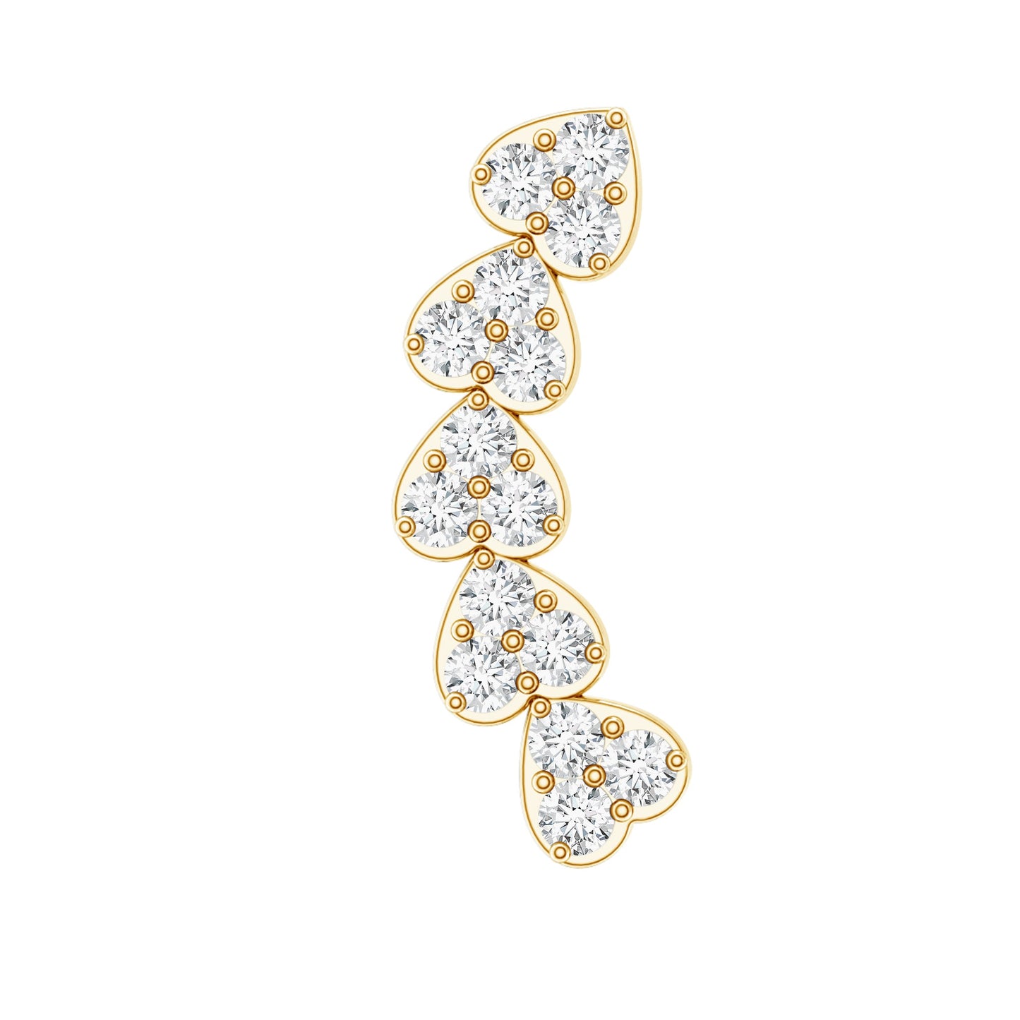 Certified Moissanite Heart Curved Crawler Earring