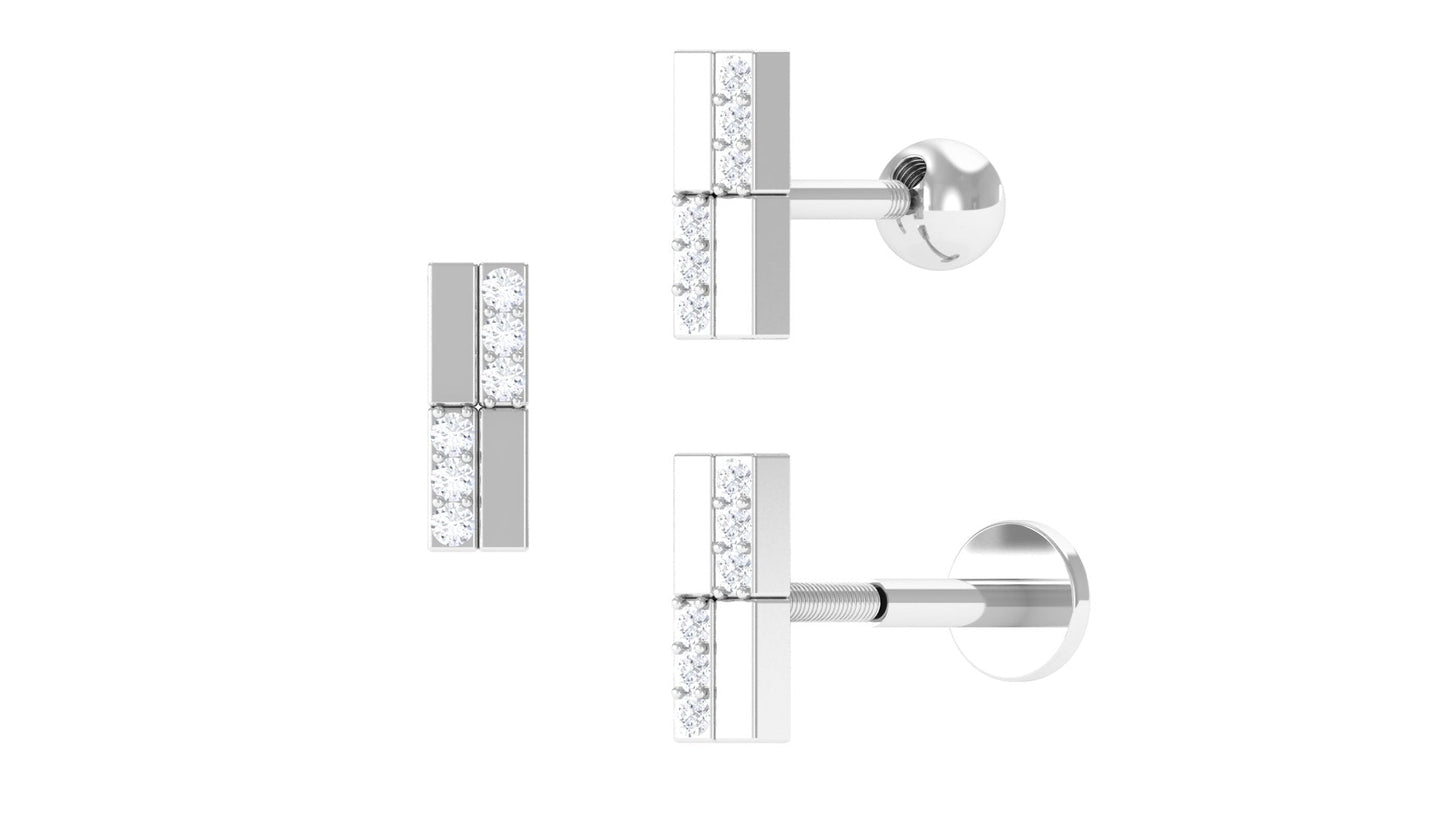 Simple Diamond Bar Earring for Tragus Piercing