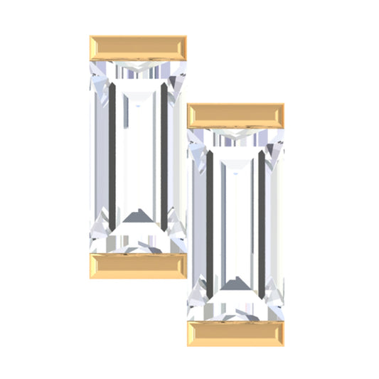 Baguette Moissanite 2 Stone Dainty Nose Stud