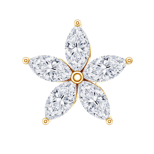 Marquise Cut Moissanite Floral Earring for Cartilage Piercing