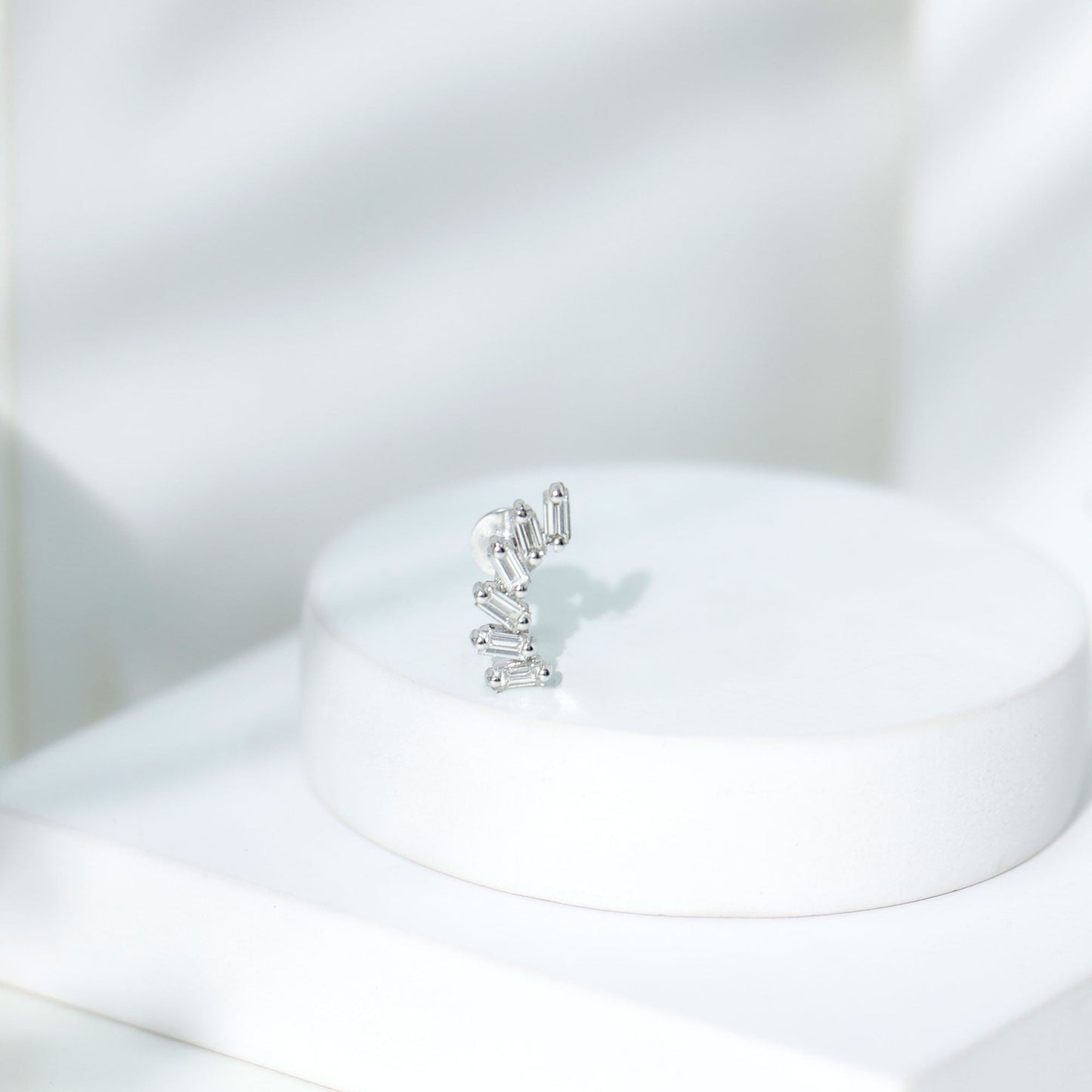 Certified Natural Baguette Diamond Crawler Earring