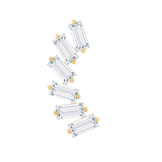 Certified Natural Baguette Diamond Crawler Earring