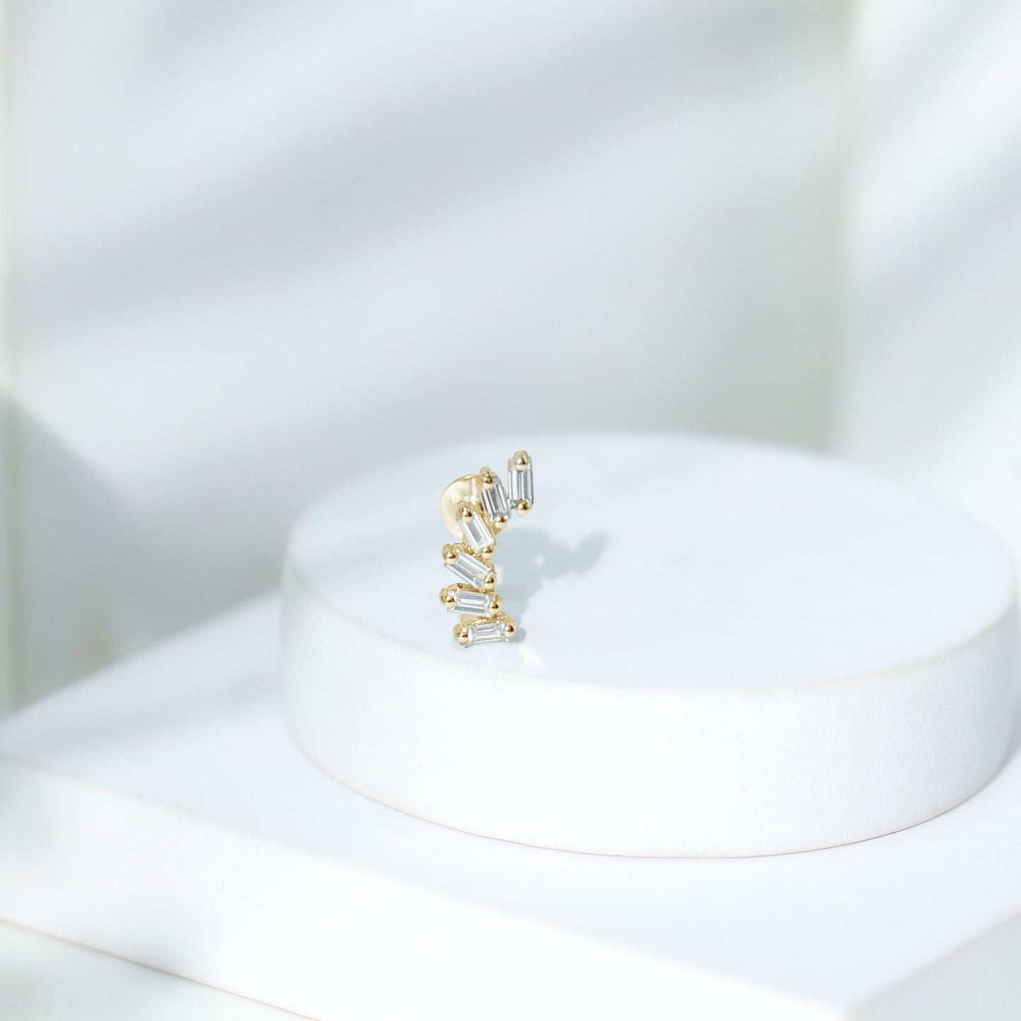 Certified Natural Baguette Diamond Crawler Earring