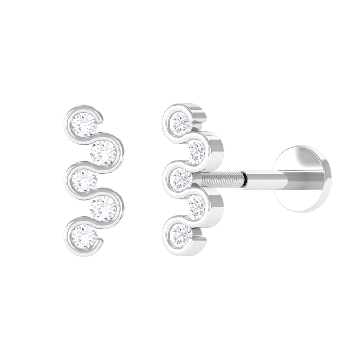 Diamond Zig Zag Bubble Crawler Earring