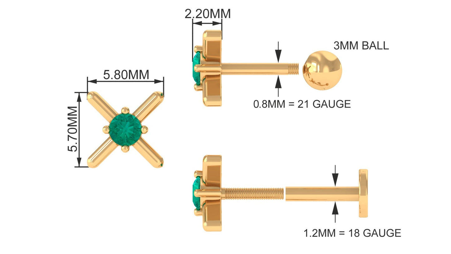 Green Emerald Unique Tragus Earring