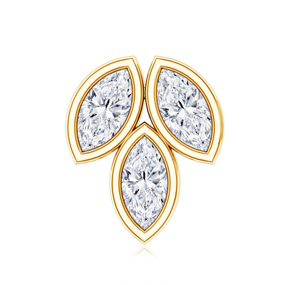 Marquise Diamond Three Stone Cluster Earring