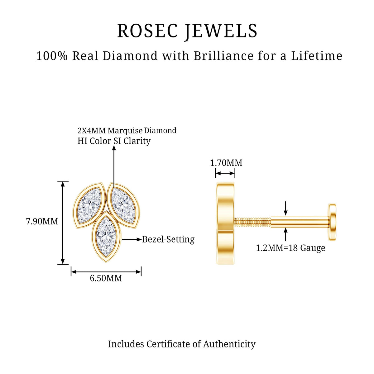Marquise Diamond Three Stone Cluster Earring