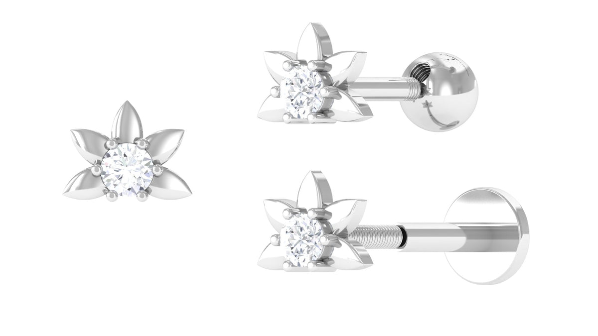 Diamond Floral Earring for Tragus Piercing