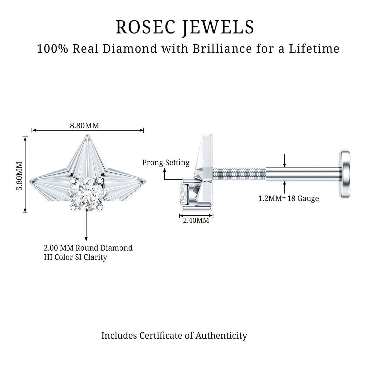 Minimalist Diamond Floral Earring for Cartilage Piercing