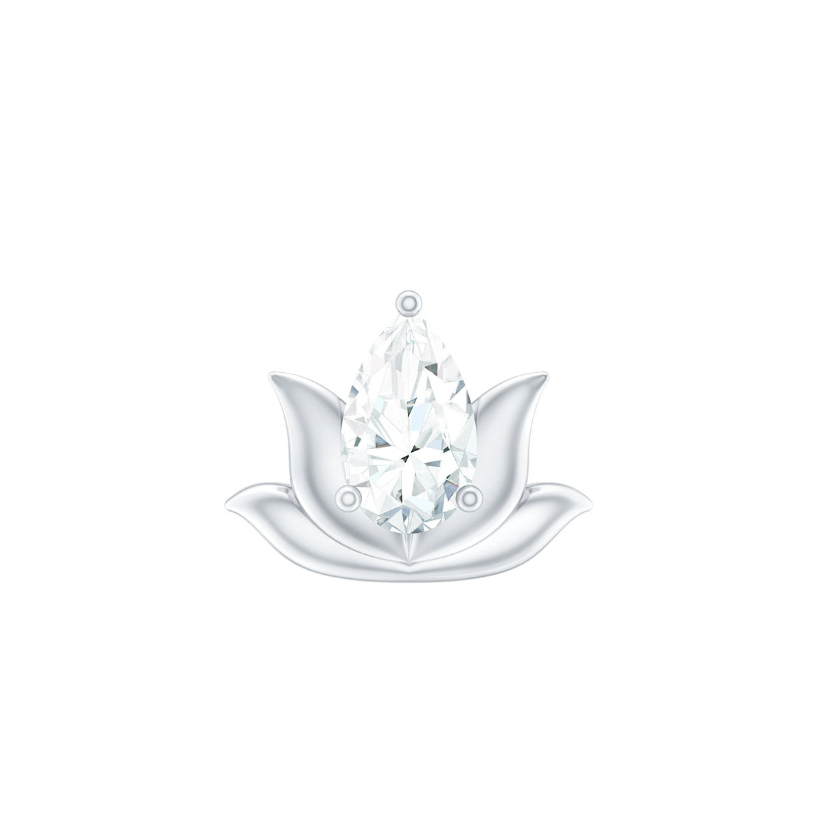 Pear Shape Diamond Lotus Cartilage Earring