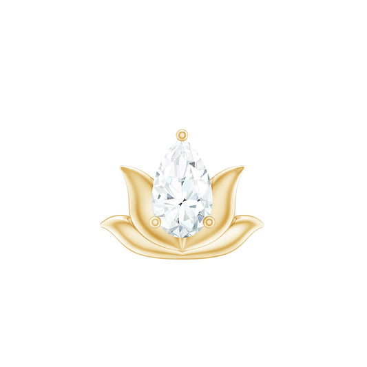 Pear Shape Diamond Lotus Cartilage Earring