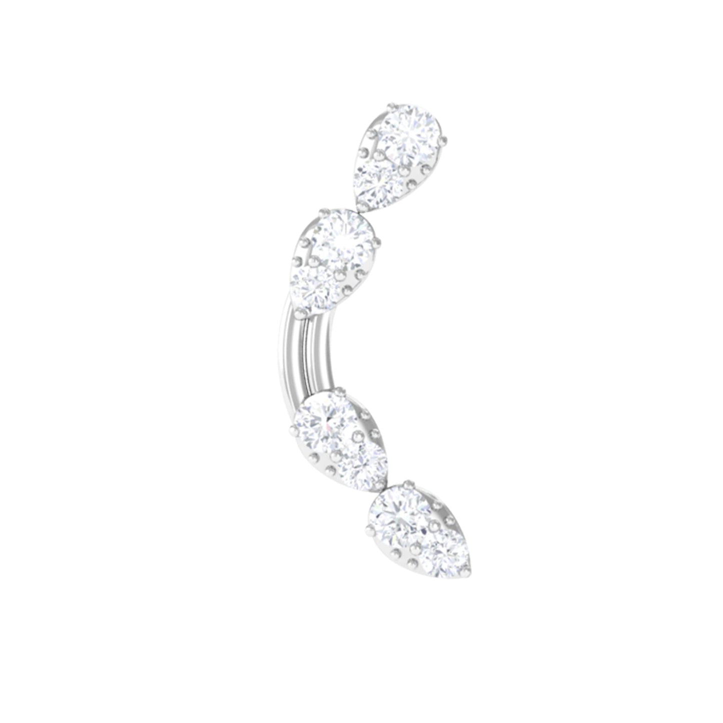 Certified Moissanite Curved Helix Earring for Her