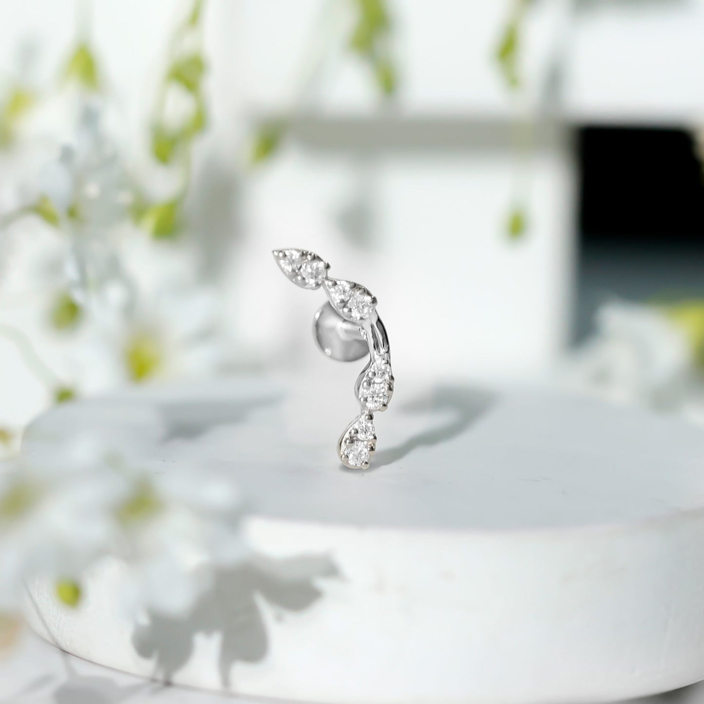 Certified Moissanite Curved Helix Earring for Her