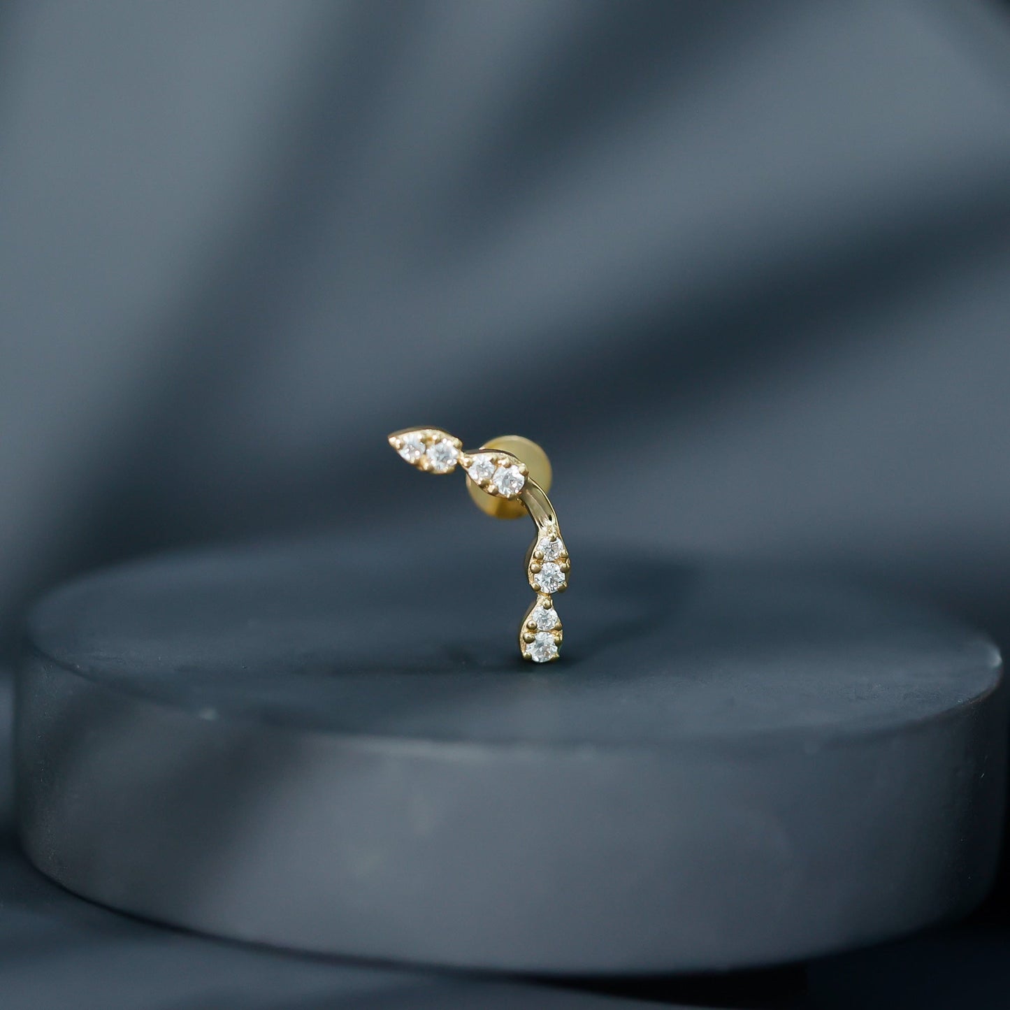 Certified Moissanite Curved Helix Earring for Her