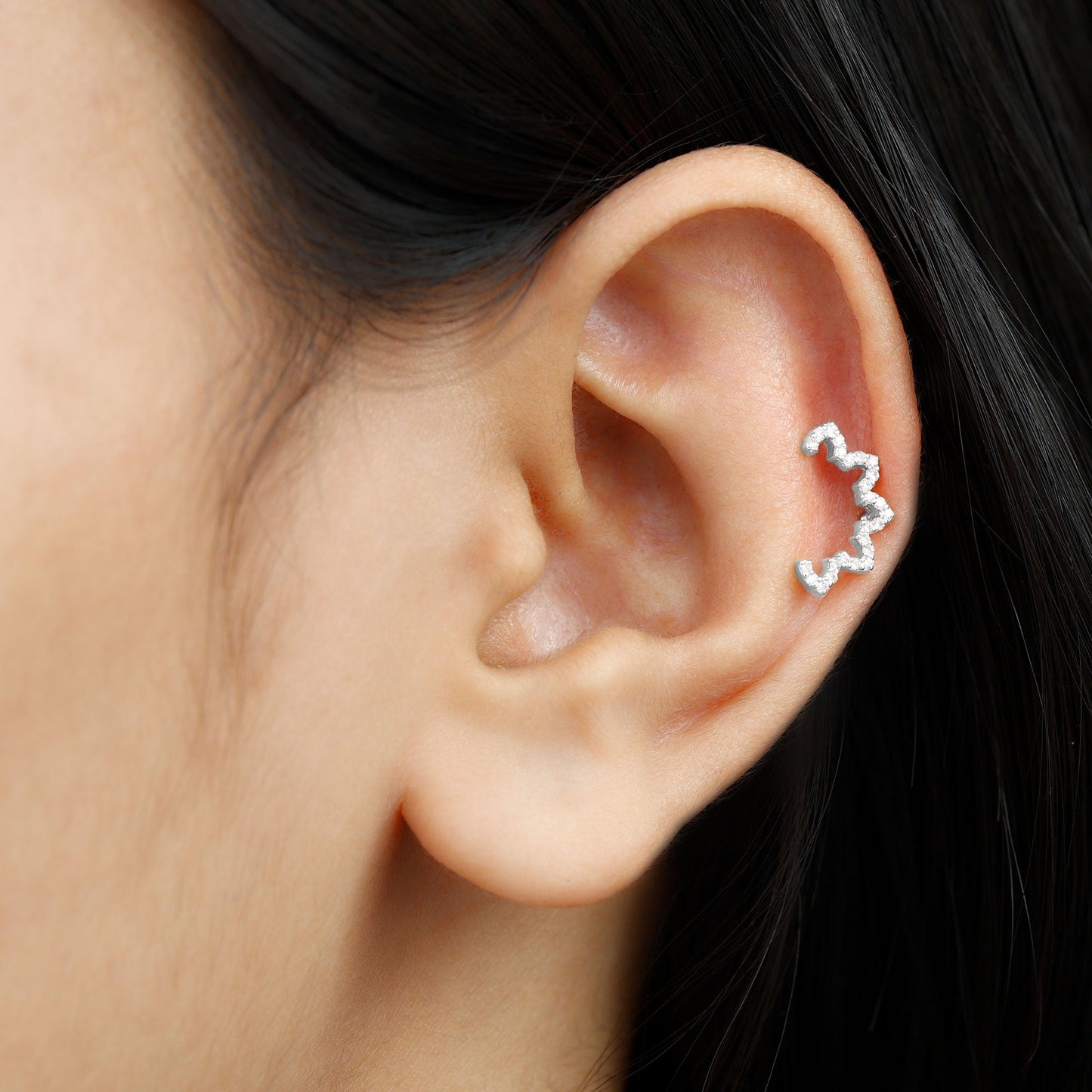 Certified Moissanite Designer Earring for Cartilage Piercing