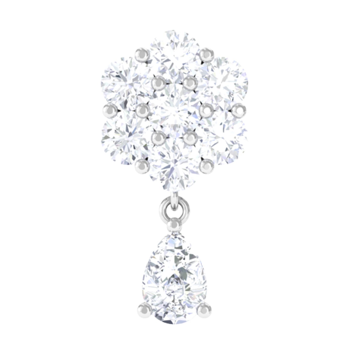 Moissanite Floral Drop Earring for Helix Piercing
