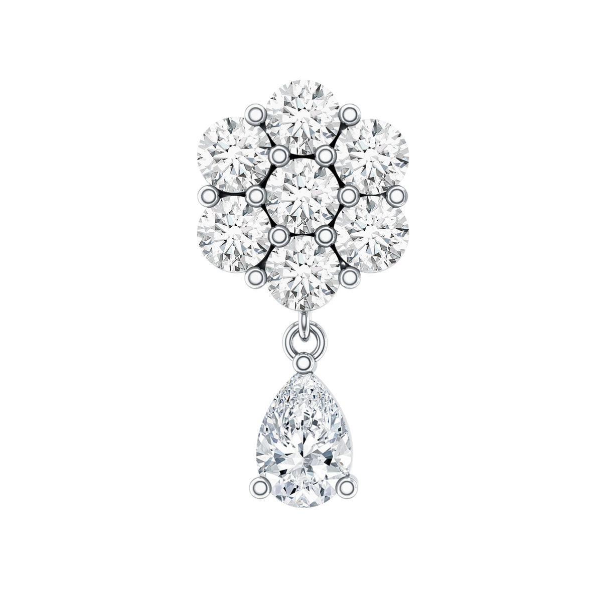 Moissanite Floral Drop Earring for Helix Piercing