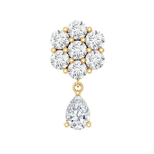 Moissanite Floral Drop Earring for Helix Piercing