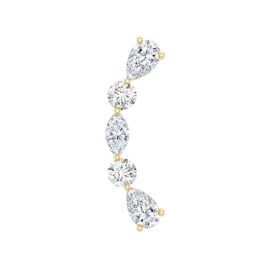 Certified Moissanite Curved Crawler Earring for Helix Piercing