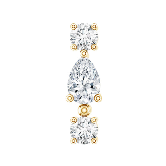 Natural Three Diamond Cartilage Earring with Flat Back