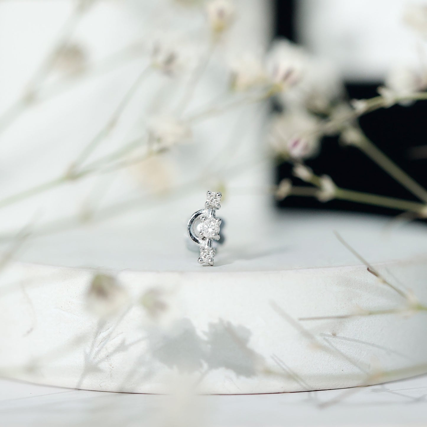 Natural Diamond Unique Tragus Earring with Certificate