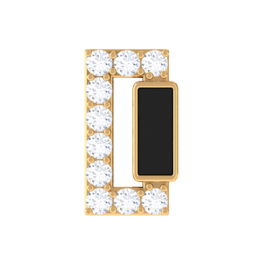 Diamond Bar Tragus Earring with Black Enamel