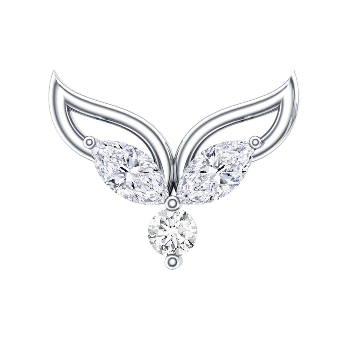 Certified Moissanite Fishtail Earring for Cartilage Piercing