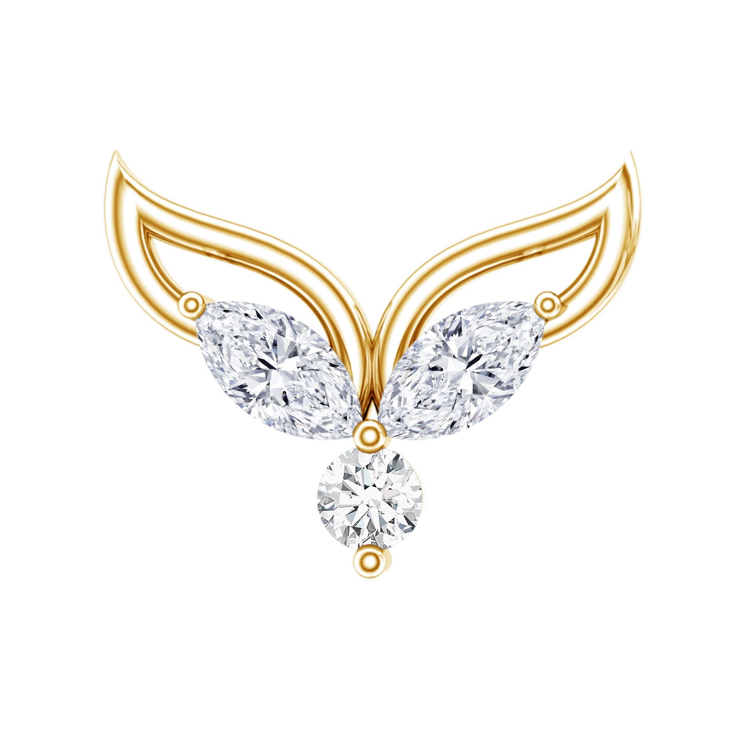 Certified Moissanite Fishtail Earring for Cartilage Piercing
