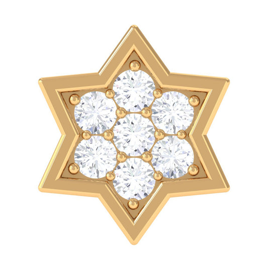 Round Moissanite Star Earring for Cartilage Piercing