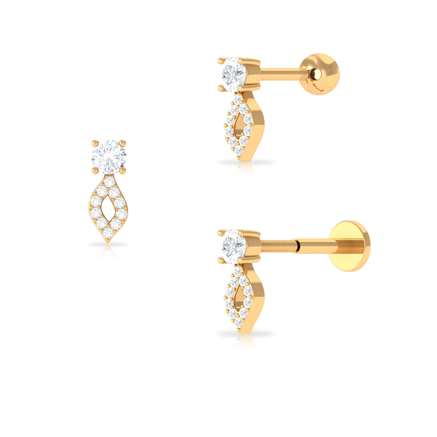 Natural Diamond Unique Tragus Earring