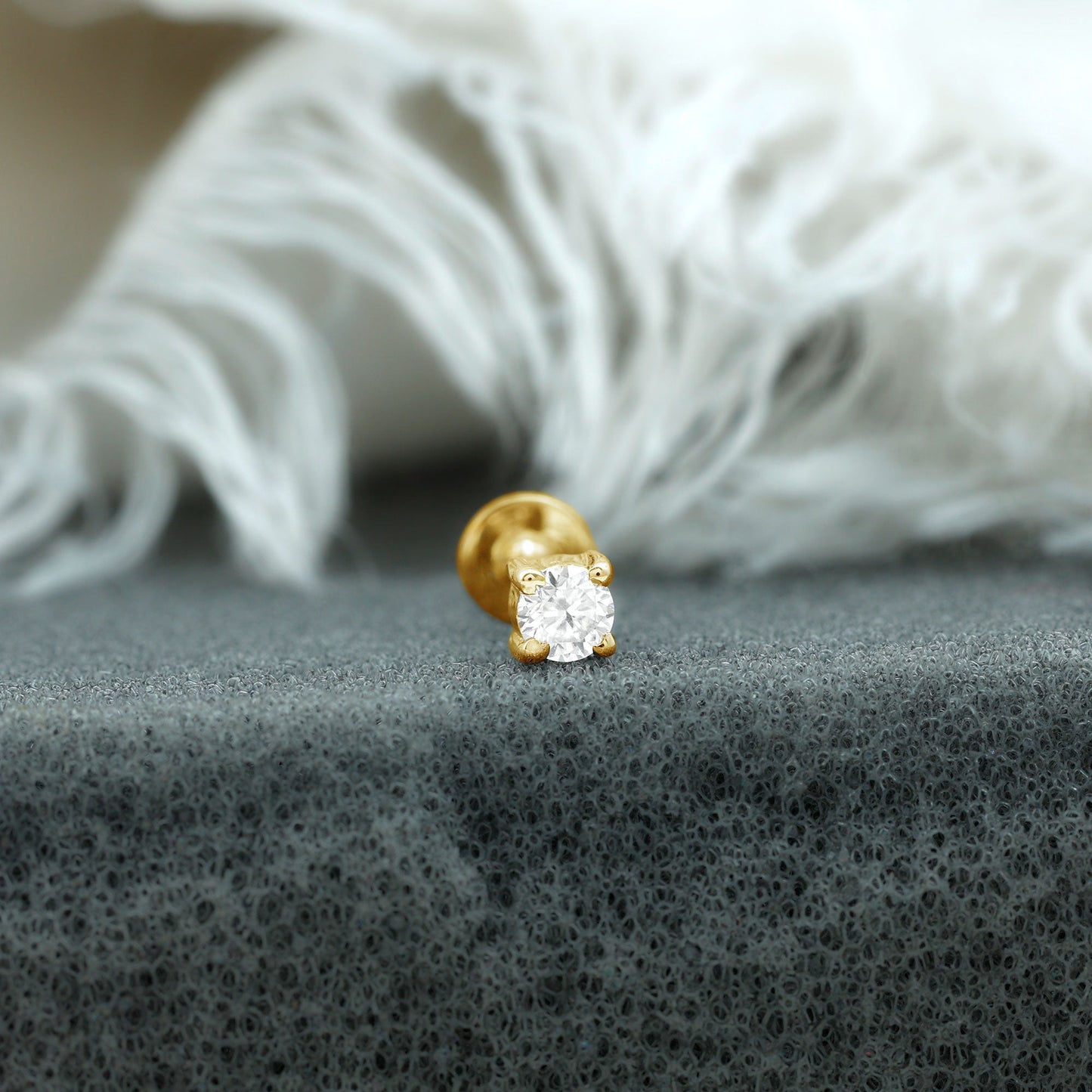 Dainty Moissanite Solitaire Conch Earring