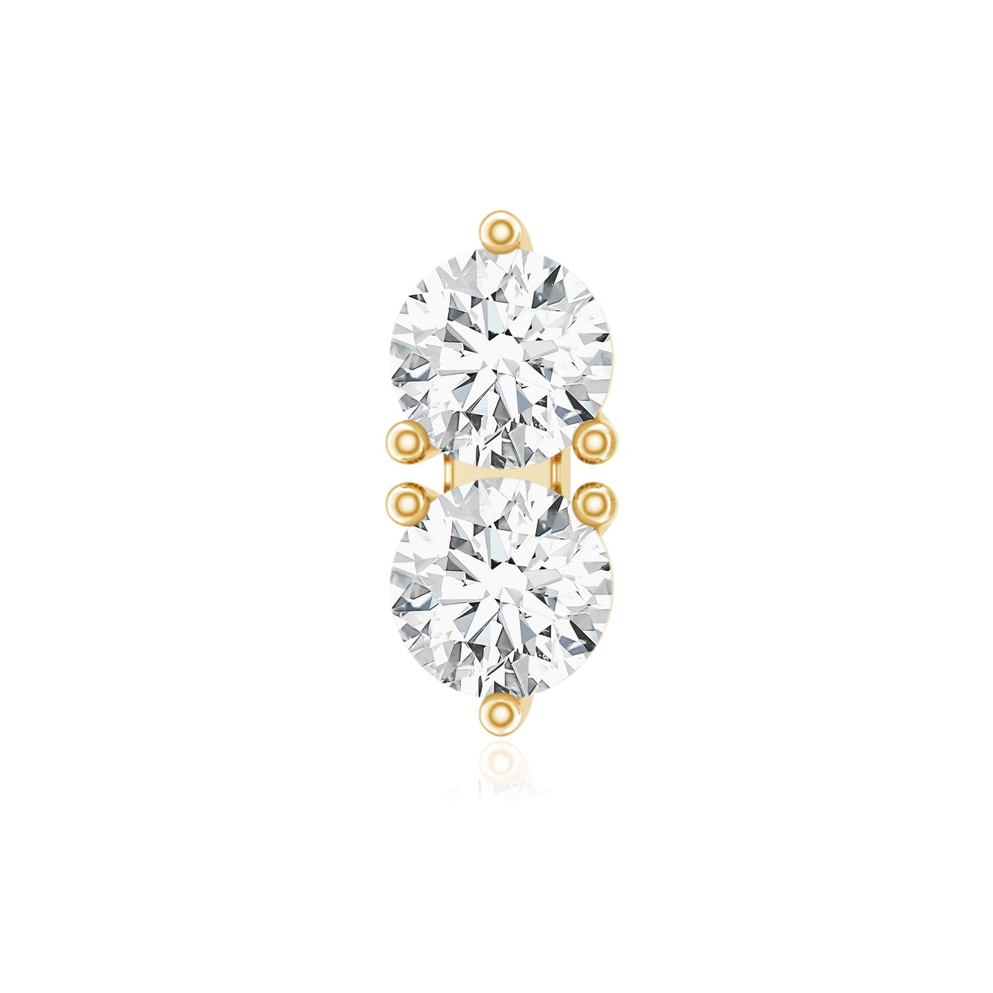 Minimalist Moissanite 2 Stone Earring for Tragus Piercing