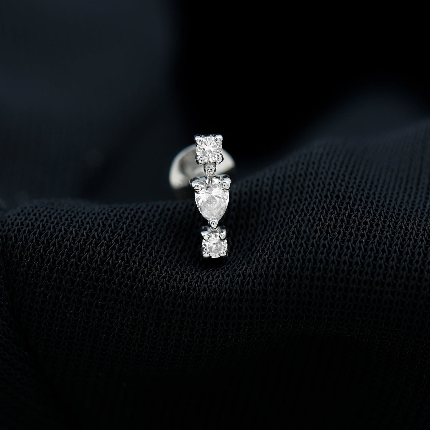 Certified Moissanite 3 Stone Tragus Earring