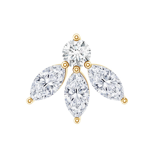 Certified Moissanite Leaf Piercing Earring