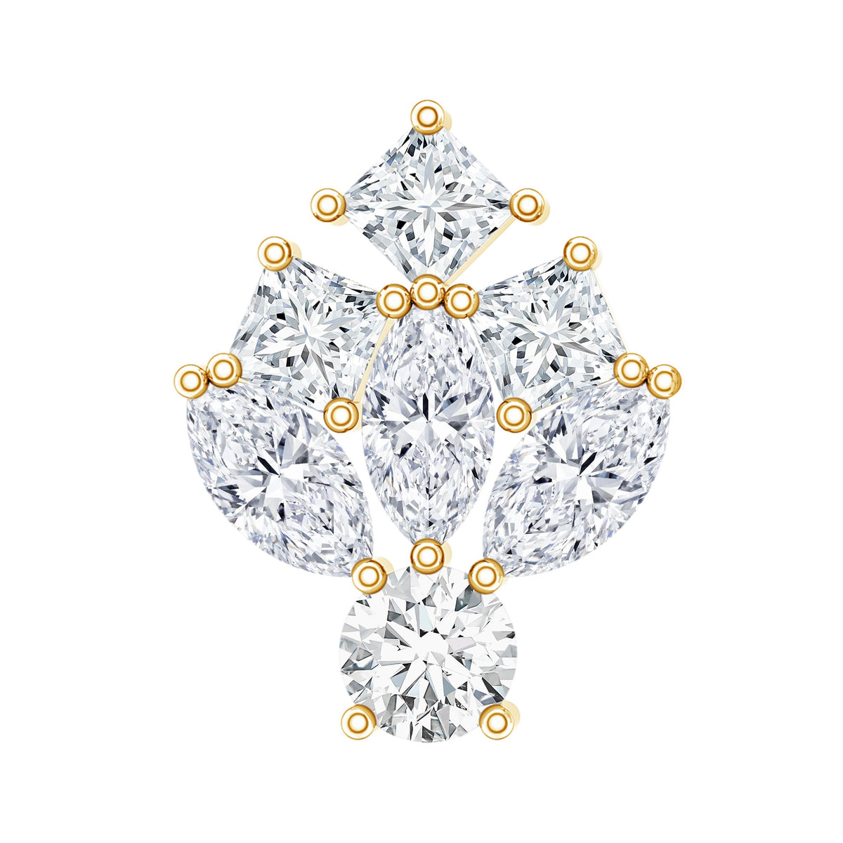 Moissanite Cluster Earring for Upper Lobe Piercing