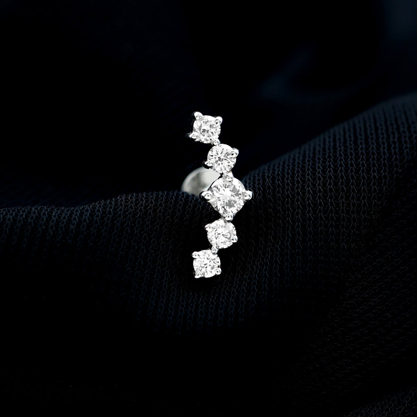 Certified Moissanite Curved Crawler Earring with Flat Back