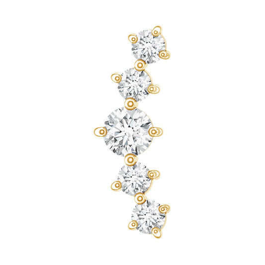 Certified Moissanite Curved Crawler Earring with Flat Back