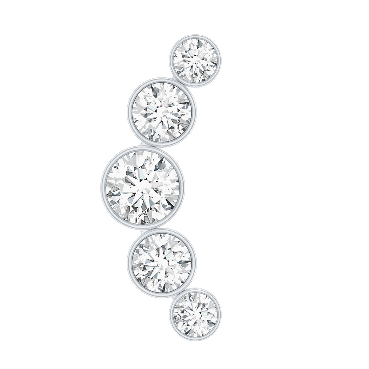 Graduated Diamond Ear Climber Earring in Bezel Setting