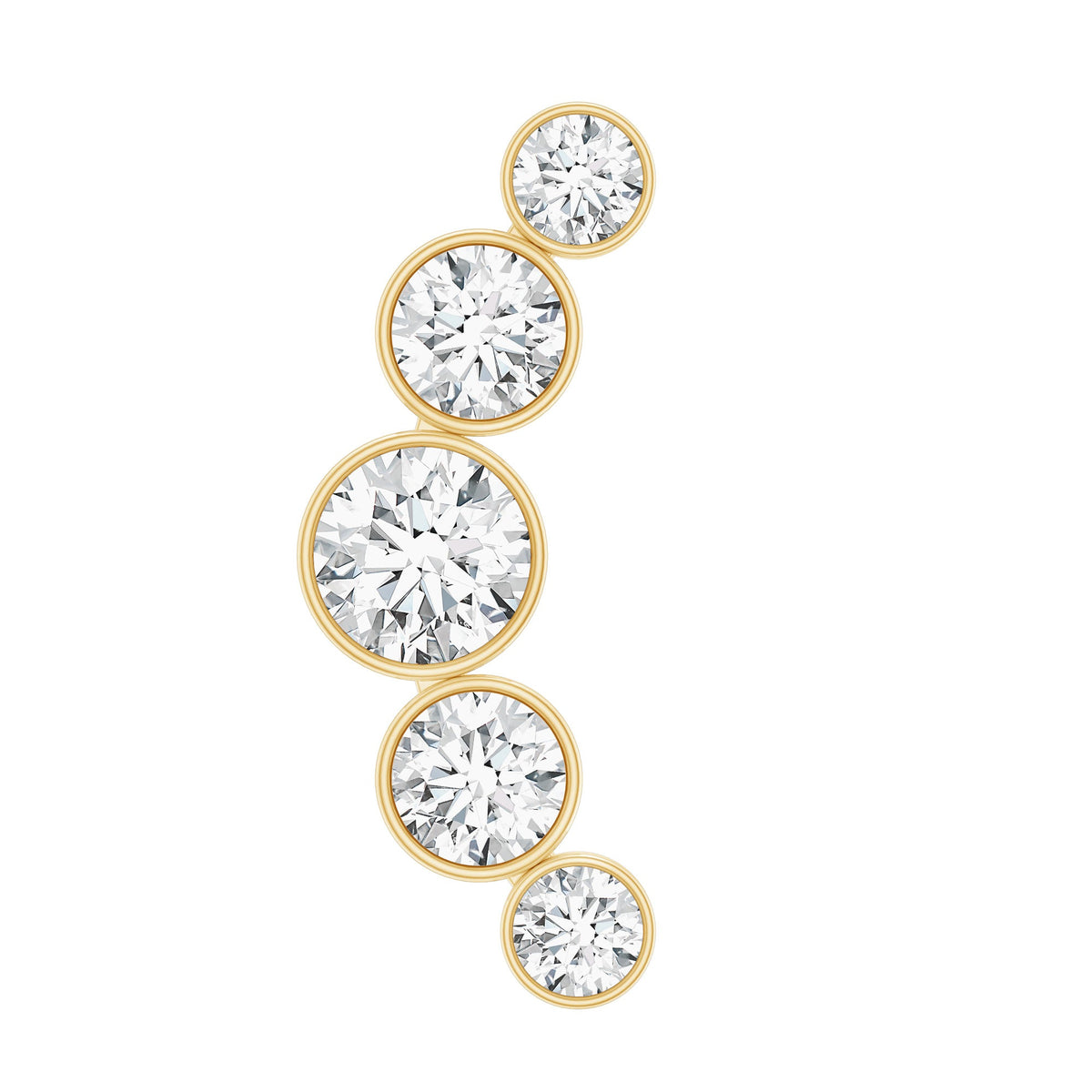 Graduated Diamond Ear Climber Earring in Bezel Setting