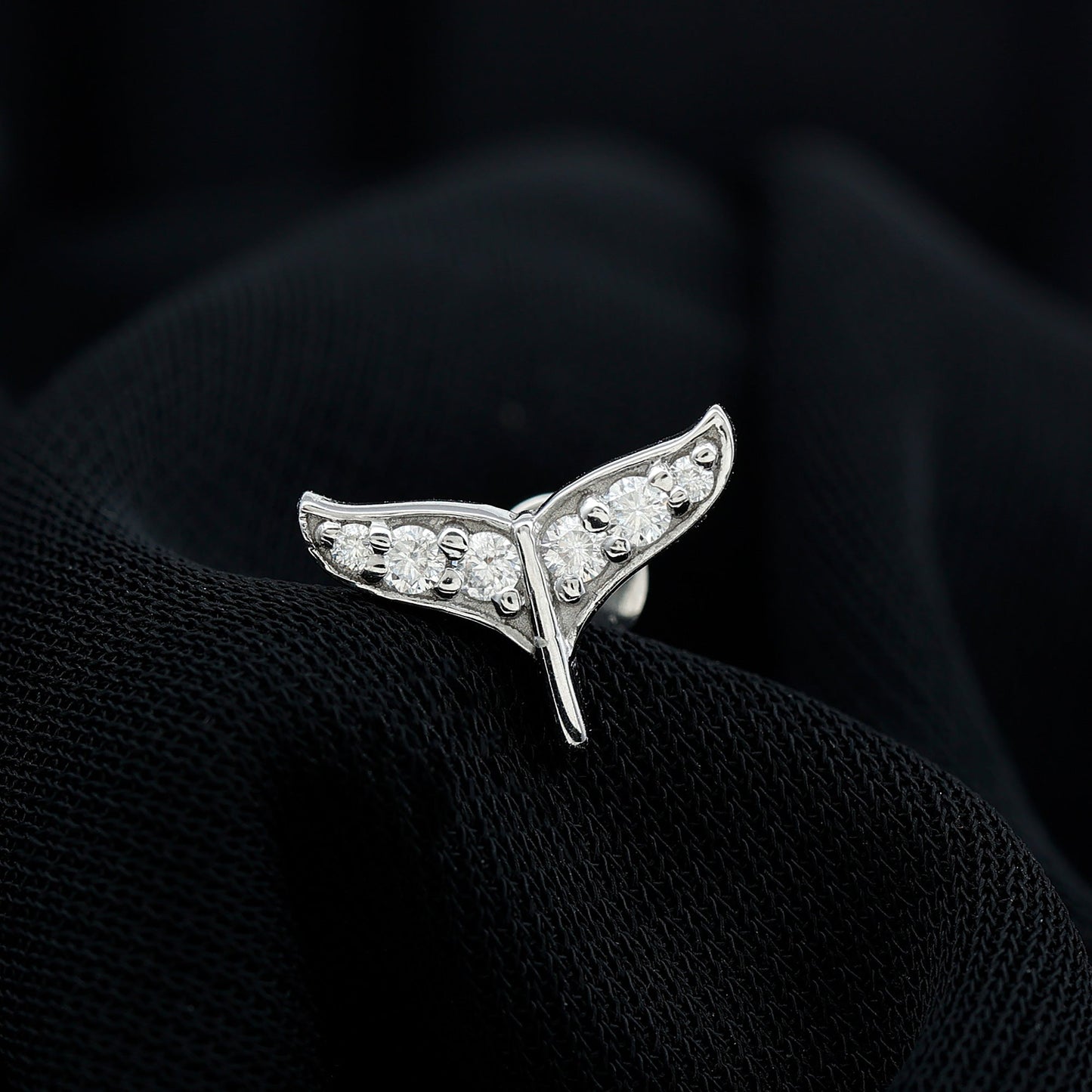 Certified Diamond Whale Tail Earring for Helix Piercing