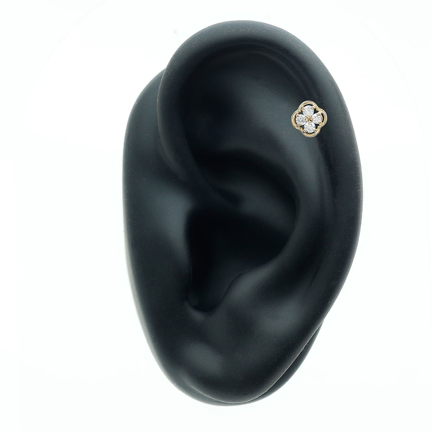 Diamond Flower Cluster Earring for Helix Piercing