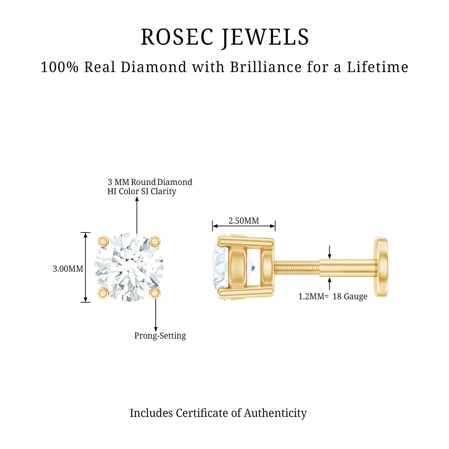 Minimalist Diamond Solitaire Earring for Tragus Piercing