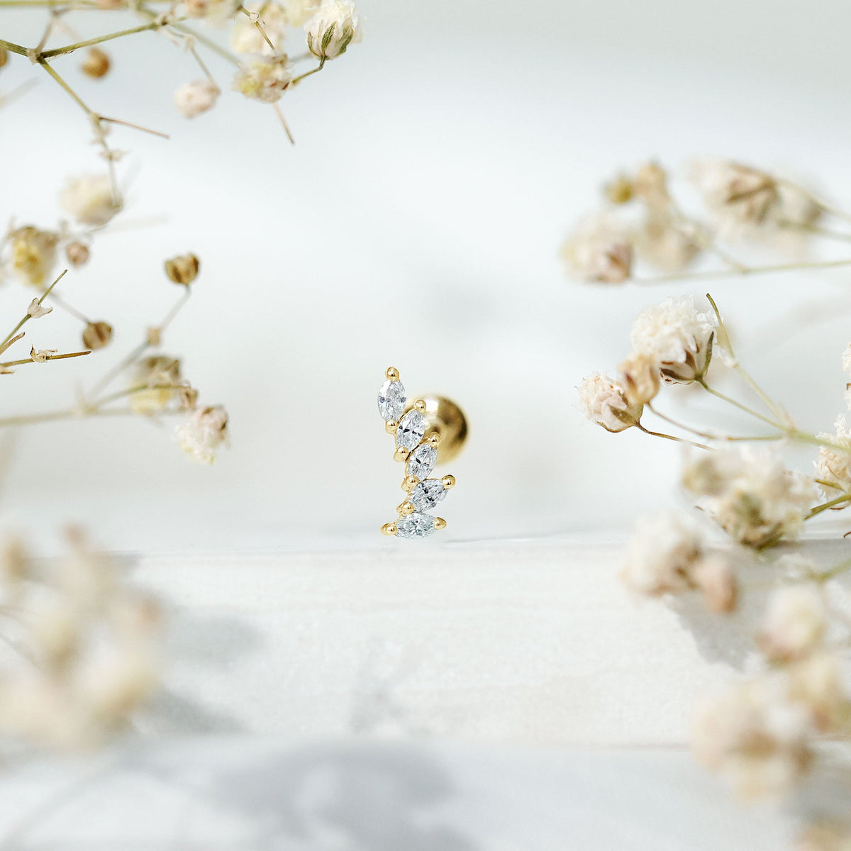 Marquise Diamond Crawler Earring for Helix Piercing