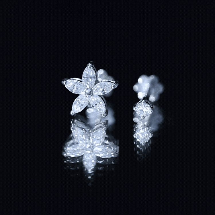 Marquise Diamond Flower Cartilage Earring Set