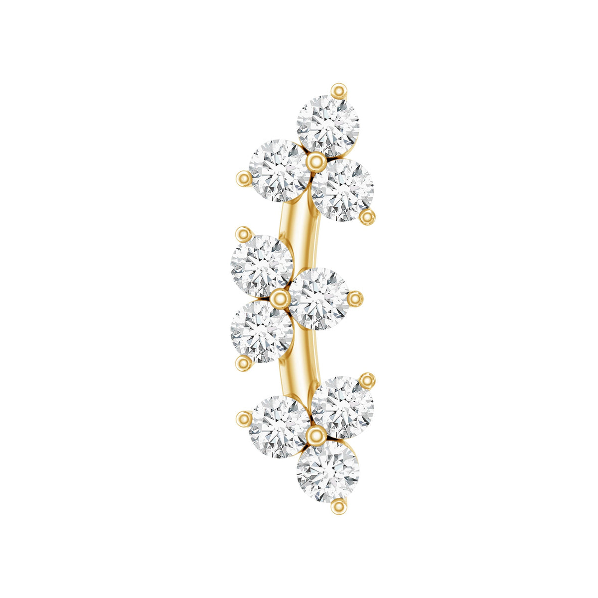 Simple Diamond Curved Helix Earring with Flat Back