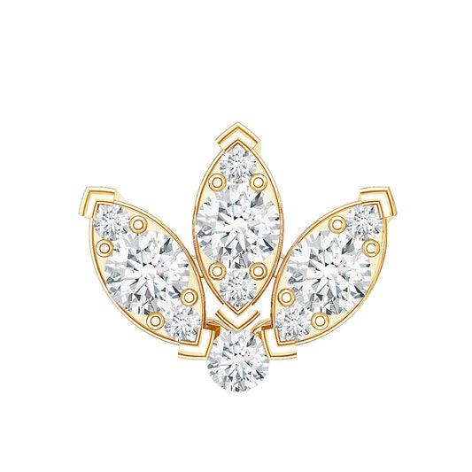 Certified Diamond Lotus Flower Earring with Flat Back